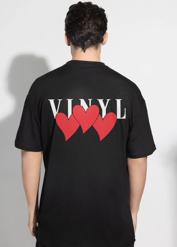 Αντρική κοντομάνικη μπλούζα Vinyl Art Clothing - 12845-01 - heartbeat oversized tee  μαύρο