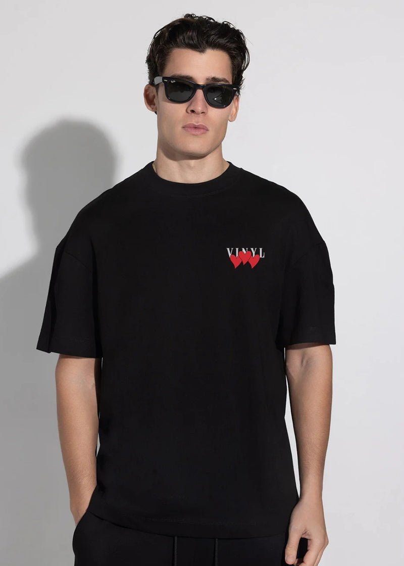 Αντρική κοντομάνικη μπλούζα Vinyl Art Clothing - 12845-01 - heartbeat oversized tee  μαύρο