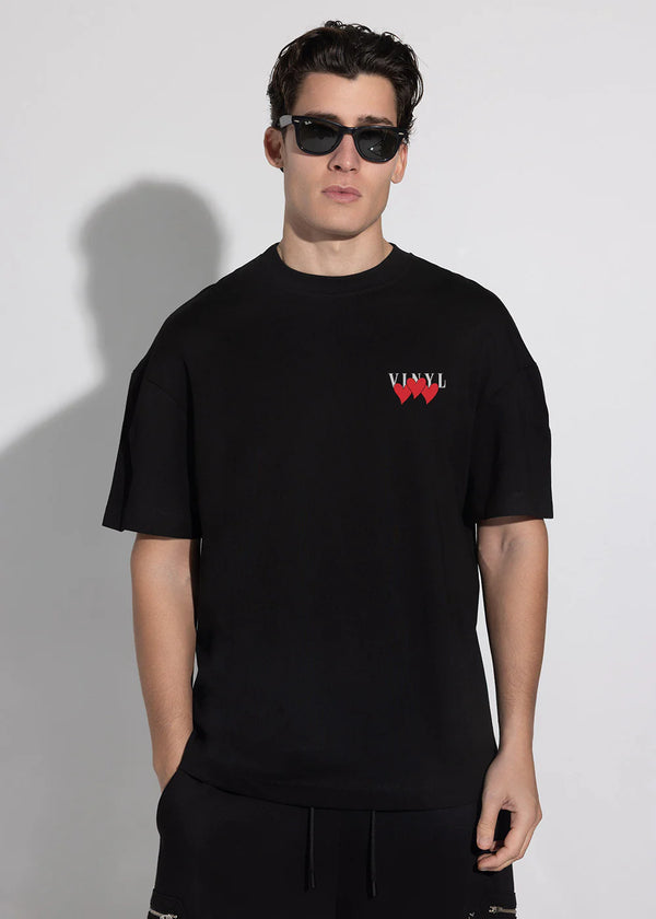Αντρική κοντομάνικη μπλούζα Vinyl Art Clothing - 12845-01 - heartbeat oversized tee  μαύρο
