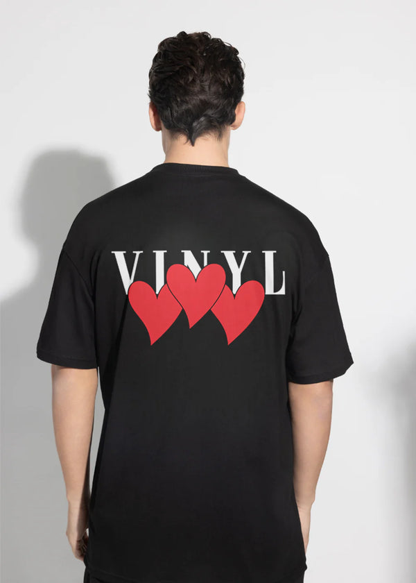 Αντρική κοντομάνικη μπλούζα Vinyl Art Clothing - 12845-01 - heartbeat oversized tee  μαύρο