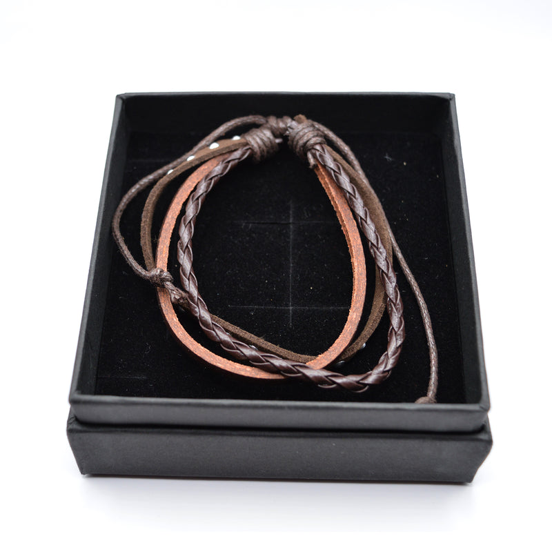 Gang - GNG003 - high quality dermatine bracelet with metallic detail - brown