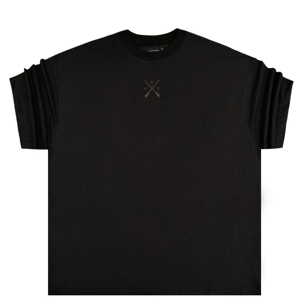 Ανδρική κοντομάνικη μπλούζα Vinyl art clothing - 13467-01 - leopard logo oversize fit μαύρο