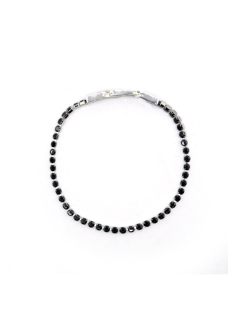 Βραχιόλι από ανοξείδωτο ατσάλι GUF - GNG053 - bracelet with black zirgon μαύρο