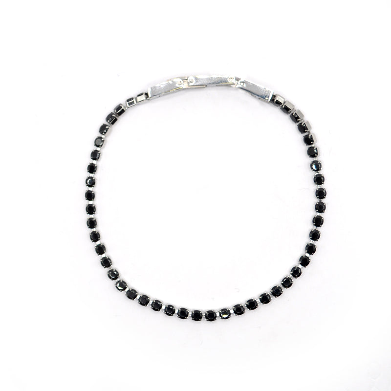 Gang - GNG053 - high quality stainless steel  bracelet with black zirgon - silver