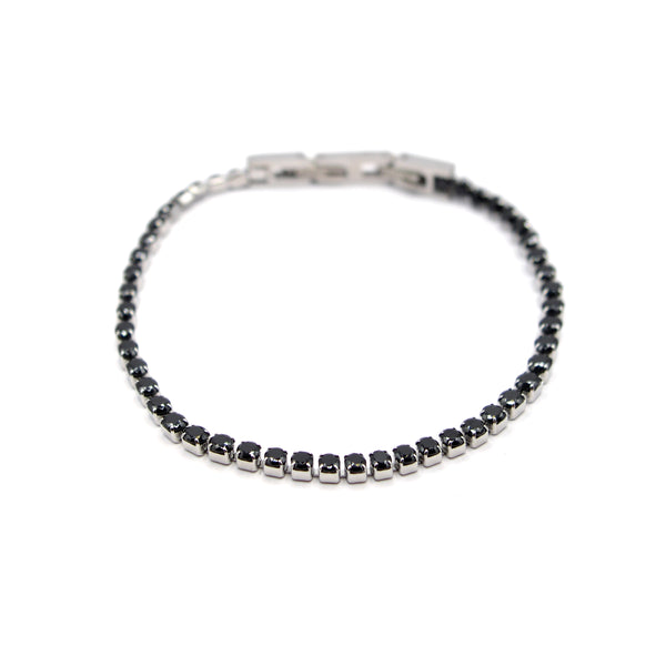Gang - GNG053 - high quality stainless steel  bracelet with black zirgon - silver