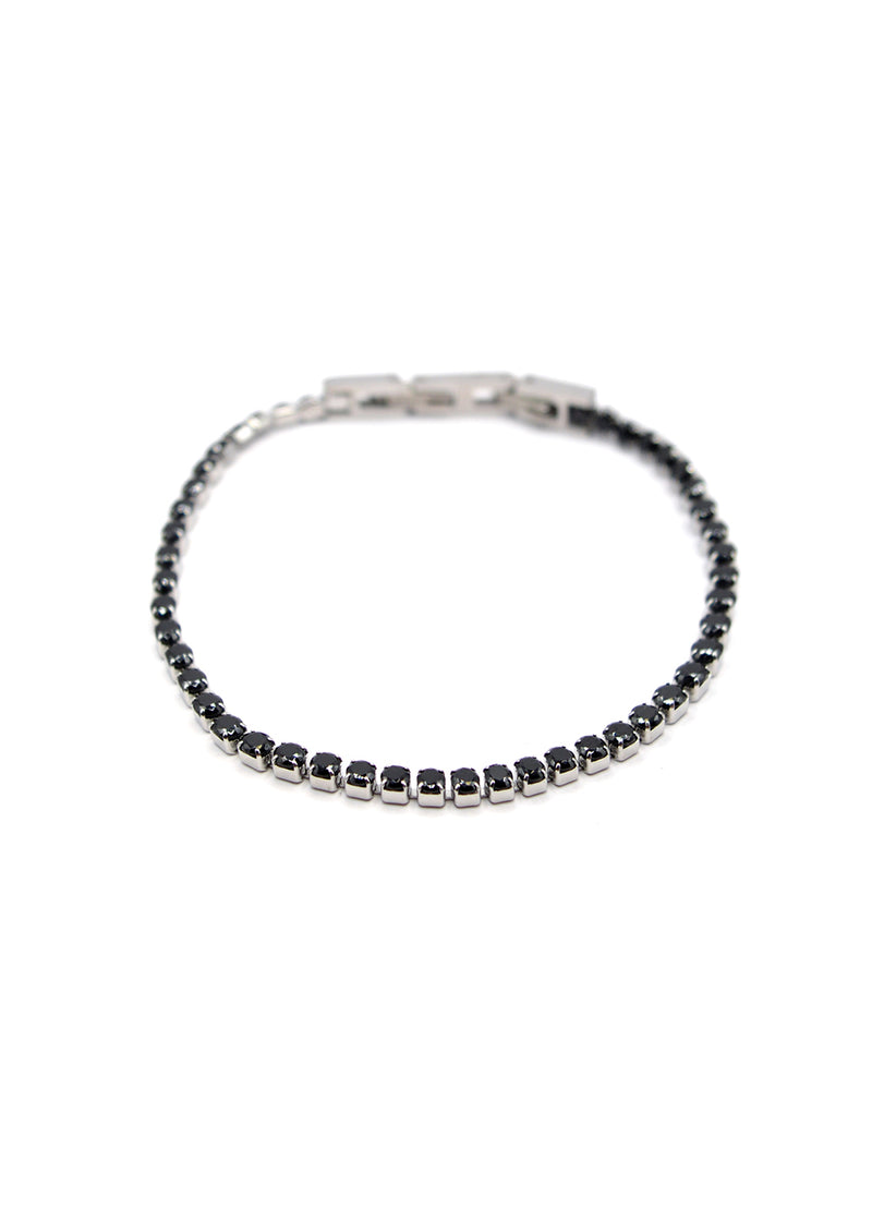 Βραχιόλι από ανοξείδωτο ατσάλι GUF - GNG053 - bracelet with black zirgon μαύρο