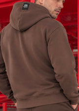 Ανδρική ζακέτα φούτερ με κουκούλα New wave clothing -1400- basic logo zip-up hoodie-brown