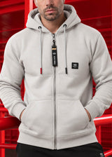 Ανδρική ζακέτα φούτερ με κουκούλα New wave clothing -1400- basic logo zip-up hoodie - ανοιχτό γκρι