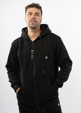 Ανδρική ζακέτα φούτερ με κουκούλα New wave clothing -1400-black basic logo zip-up hoodie -μαύρο