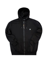 Ανδρική ζακέτα φούτερ με κουκούλα New wave clothing -1400-black basic logo zip-up hoodie -μαύρο