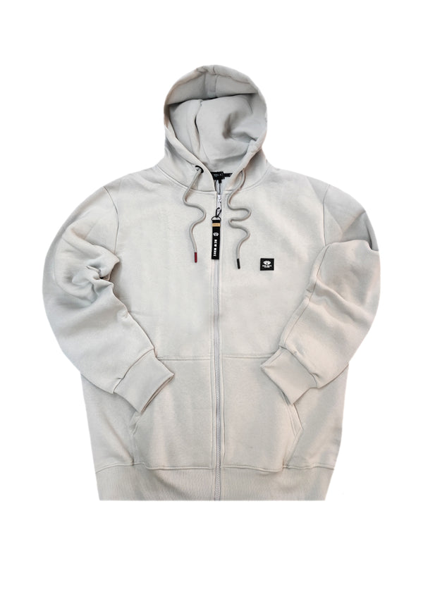 Ανδρική ζακέτα φούτερ με κουκούλα New wave clothing -1400- basic logo zip-up hoodie - ανοιχτό γκρι