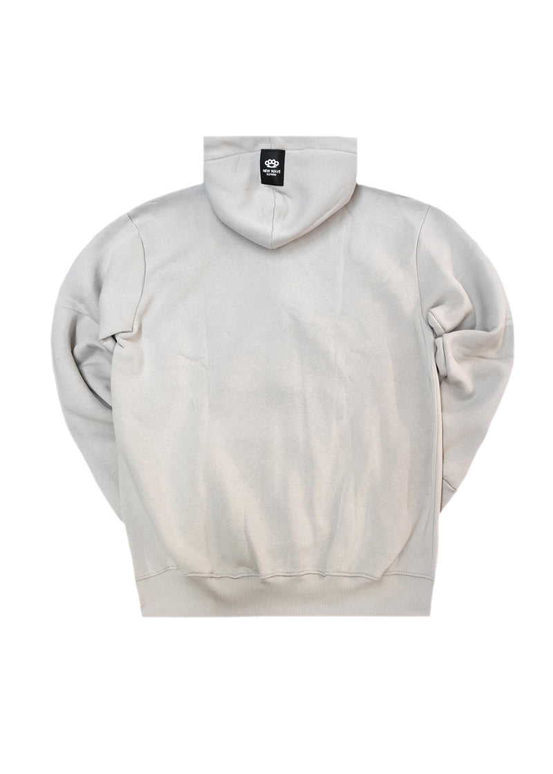 Ανδρική ζακέτα φούτερ με κουκούλα New wave clothing -1400- basic logo zip-up hoodie - ανοιχτό γκρι