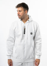 Ανδρική ζακέτα φούτερ με κουκούλα New wave clothing -1400- basic logo zip-up hoodie - white