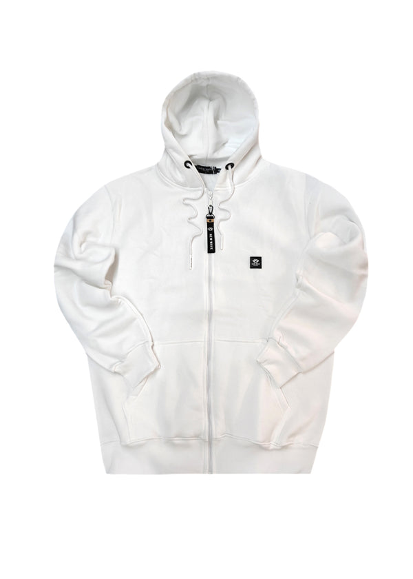 Ανδρική ζακέτα φούτερ με κουκούλα New wave clothing -1400- basic logo zip-up hoodie - white