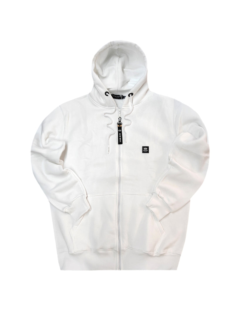 Ανδρική ζακέτα φούτερ με κουκούλα New wave clothing -1400- basic logo zip-up hoodie - white