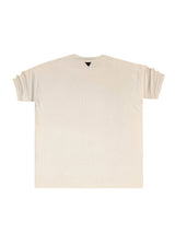 Ανδρική κοντομάνικη μπλούζα με πλέξη oversized Close Society-14000-beige