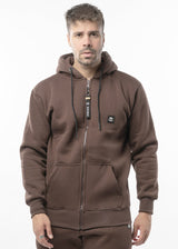 Ανδρική ζακέτα φούτερ με κουκούλα New wave clothing -1400- basic logo zip-up hoodie-brown