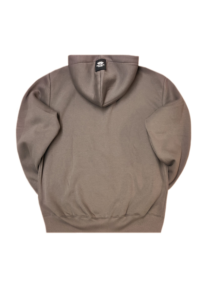 Ανδρική ζακέτα φούτερ με κουκούλα New wave clothing -1400- basic logo zip-up hoodie-brown