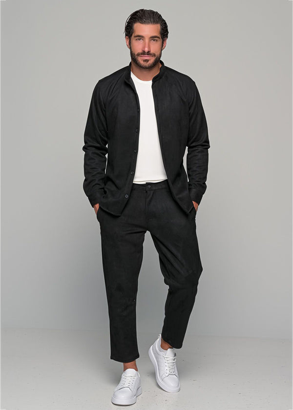Ανδρικό σετ Ben Tailor-1426-Alcantara-black-Πουκάμισο-Παντελόνι