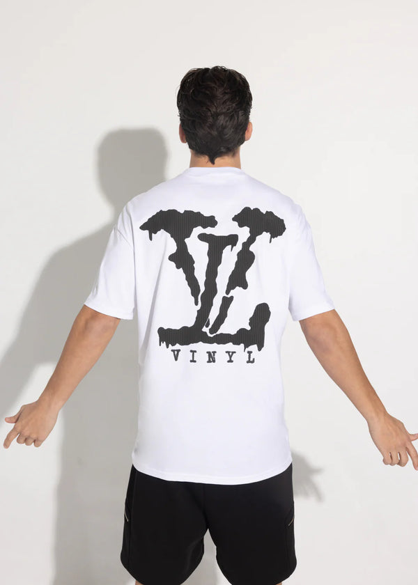 Ανδρική κοντομάνικη μπλούζα Vinyl art clothing - 14920-02- elevated back print t-shirt oversized fit λευκό