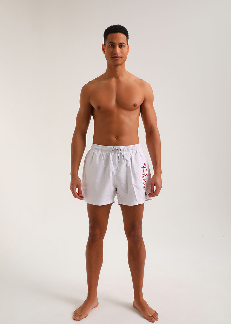 Ανδρικό μαγιό New World Polo - POLO 15504 - logo swim shorts λευκό