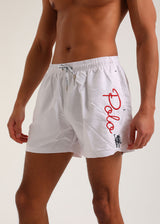 Ανδρικό μαγιό New World Polo - POLO 15504 - logo swim shorts λευκό