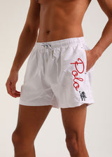 Ανδρικό μαγιό New World Polo - POLO 15504 - logo swim shorts λευκό