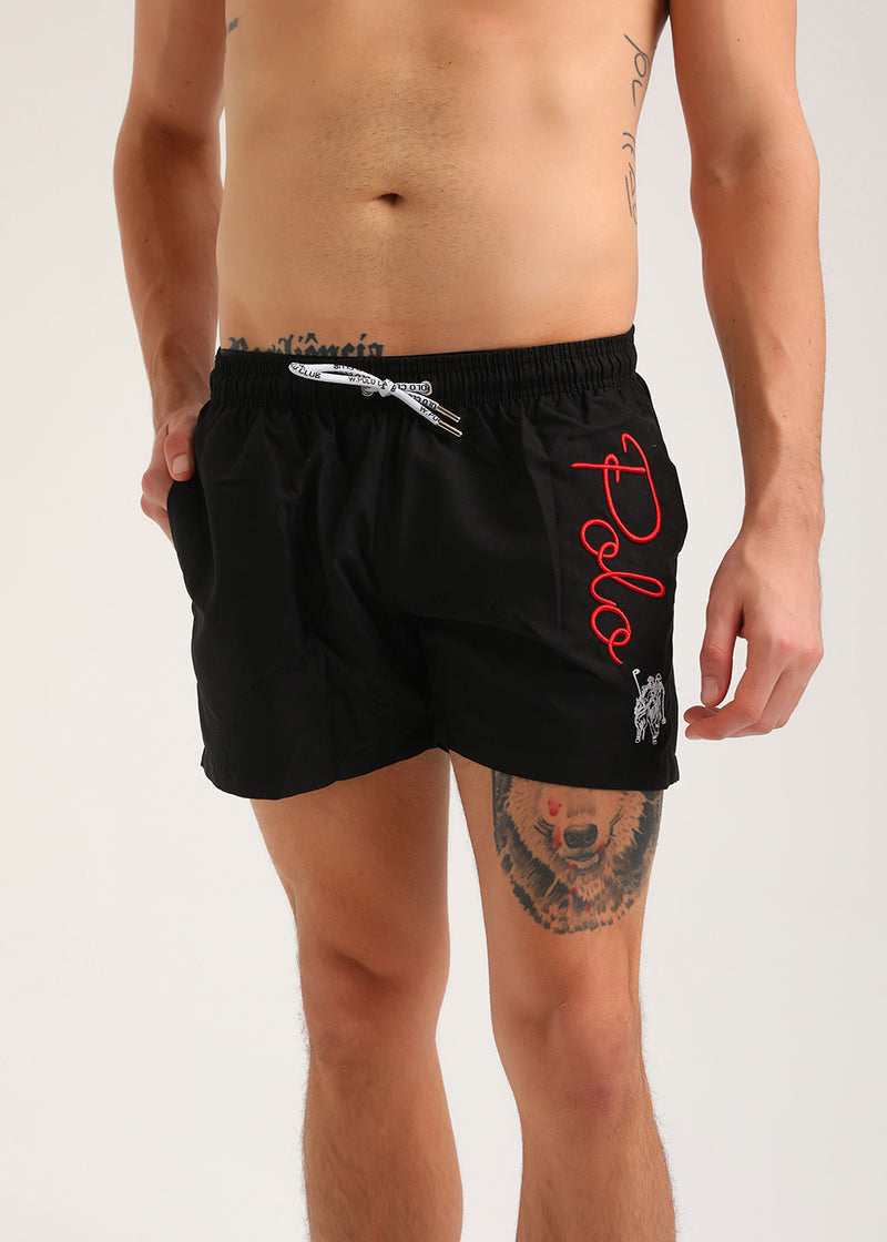 Ανδρικό μαγιό New World Polo - POLO 15504 - logo swim shorts μαύρο