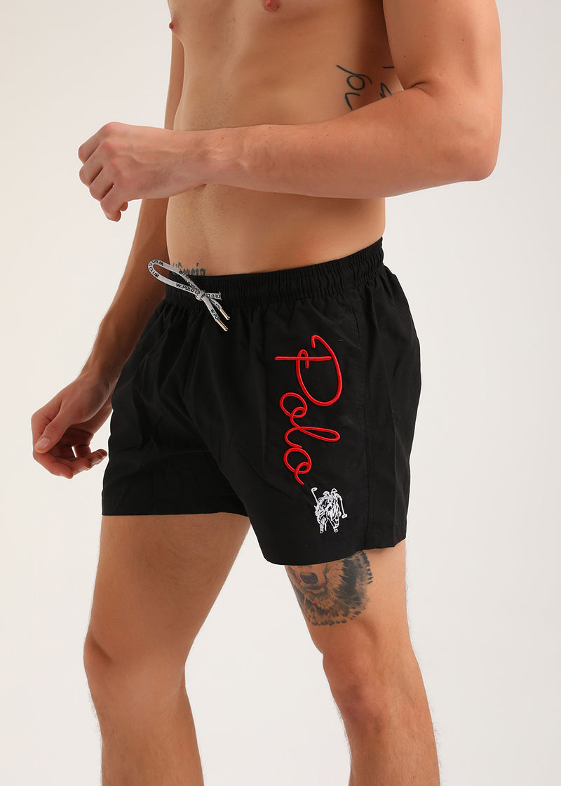 Ανδρικό μαγιό New World Polo - POLO 15504 - logo swim shorts μαύρο