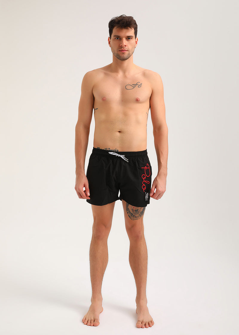 Ανδρικό μαγιό New World Polo - POLO 15504 - logo swim shorts μαύρο