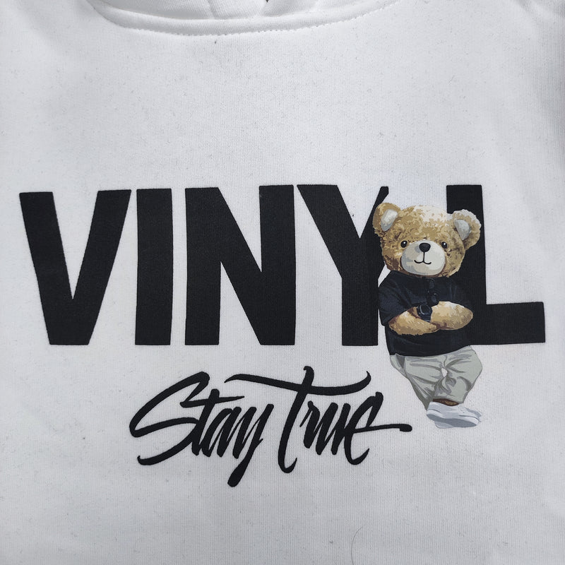 Μακρυμάνικο φούτερ με κουκούλα Vinyl art clothing - 17520-02 - teddy bear λευκό