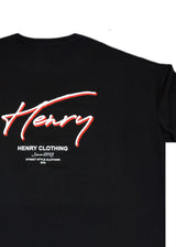 HENRY CLOTHING Ανδρική κοντομάνικη μπλούζα μαύρη oversized Red Logo 9-039-black