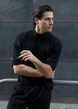 Ανδρικό κοντομάνικο πουκάμισο μάο-Close Society-19100-black