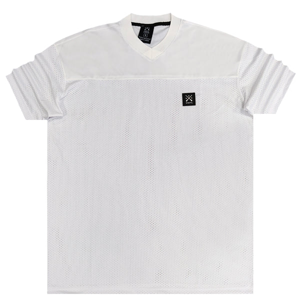 Ανδρική κοντομάνικη μπλούζα Vinyl art clothing - 19106-02 - oversized polyester λευκό