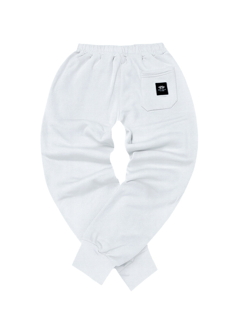 Ανδρική φόρμα με λάστιχο New Wave Clothing-192-32-basic pants regular fit λευκή