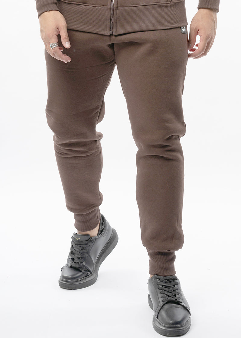 Ανδρική φόρμα με λάστιχο New Wave Clothing-192-32-basic pants regular fit brown