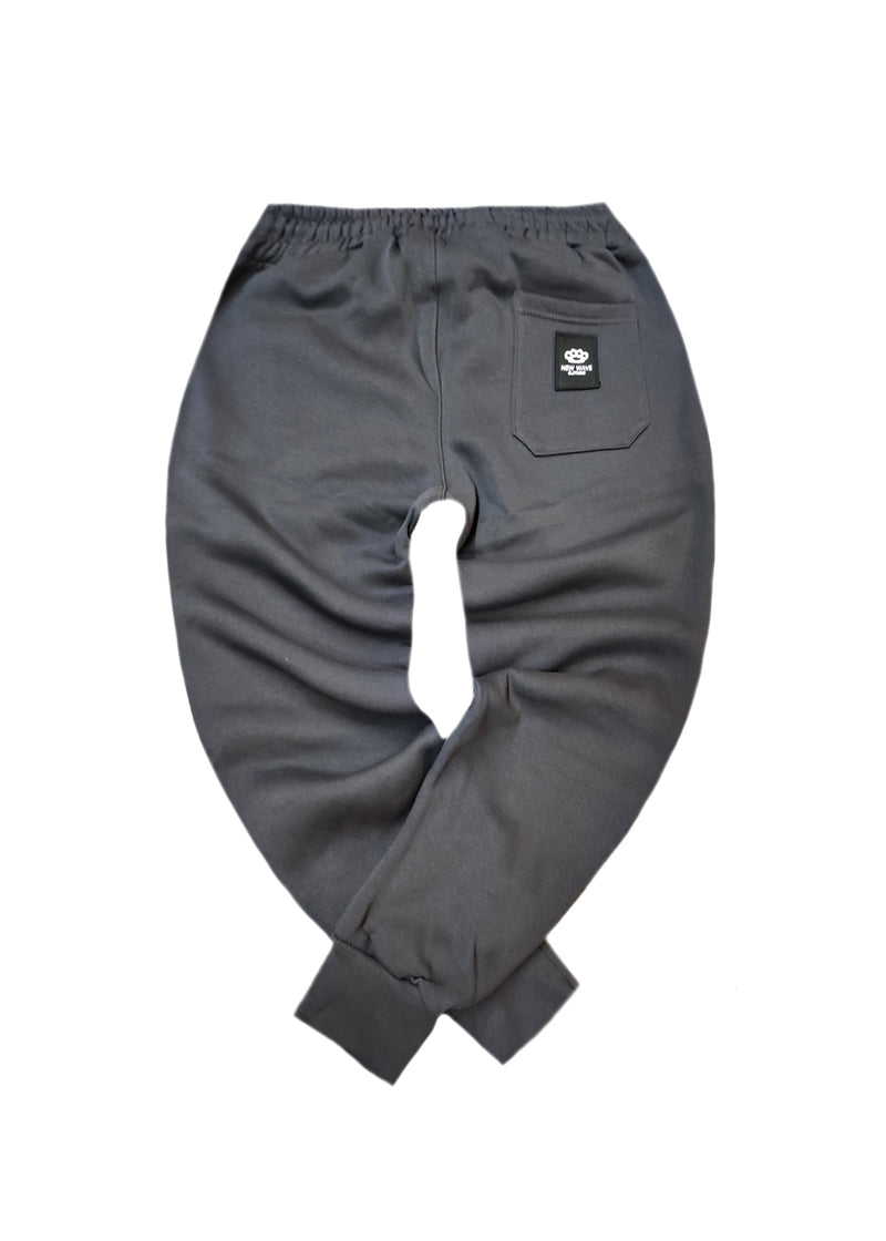 Ανδρική φόρμα με λάστιχο New Wave Clothing - 192-32 - basic pants regular fit σκούρο γκρι