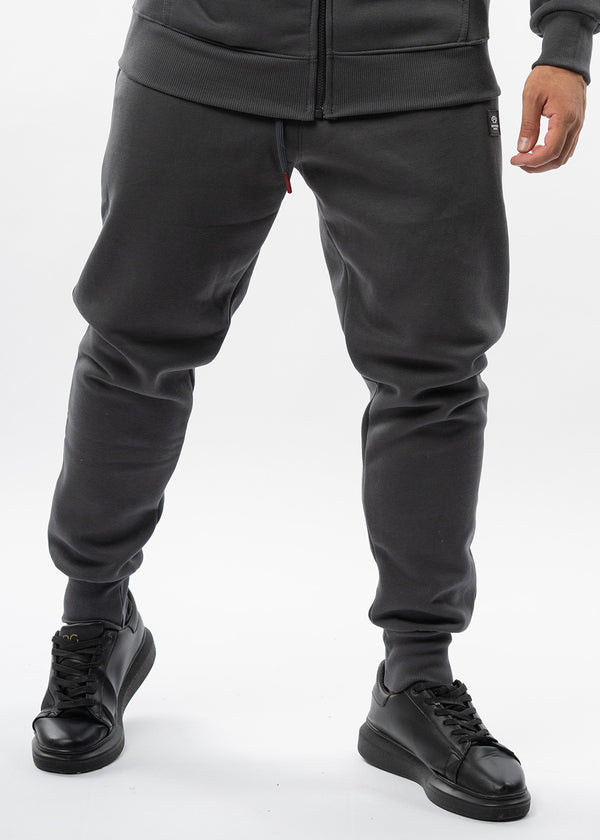 Ανδρική φόρμα με λάστιχο New Wave Clothing - 192-32 - basic pants regular fit σκούρο γκρι