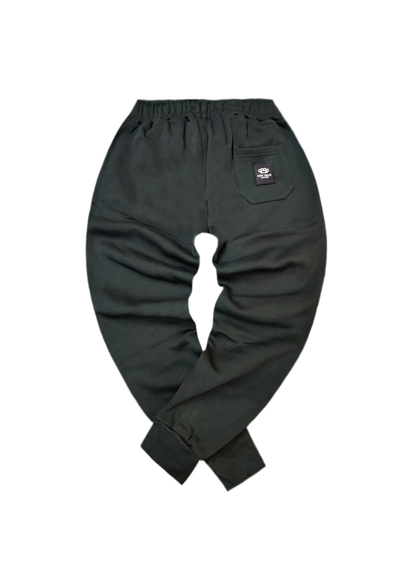 Ανδρική φόρμα με λάστιχο New Wave Clothing - 192-32 - basic pants regular fit σκούρο χακί