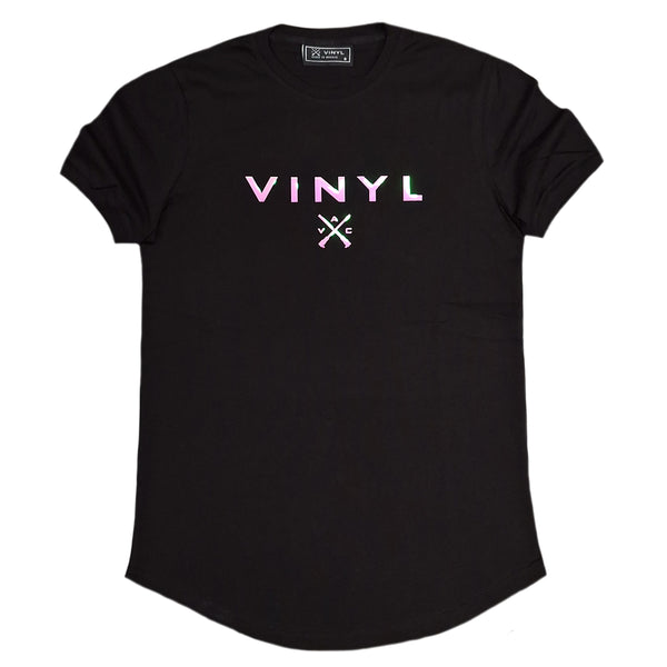 Κοντομάνικη μπλούζα Vinyl art clothing - 19524-01 - iridescent logo μαύρο