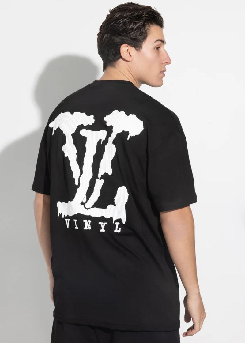 Ανδρική κοντομάνικη μπλούζα Vinyl art clothing - 14920-01 - elevated back print t-shirt oversized fit μαύρο