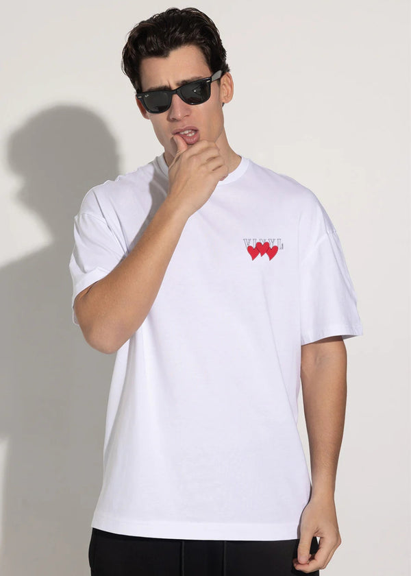 Αντρική κοντομάνικη μπλούζα Vinyl Art Clothing - 12845-02 - heartbeat oversized tee  λευκό