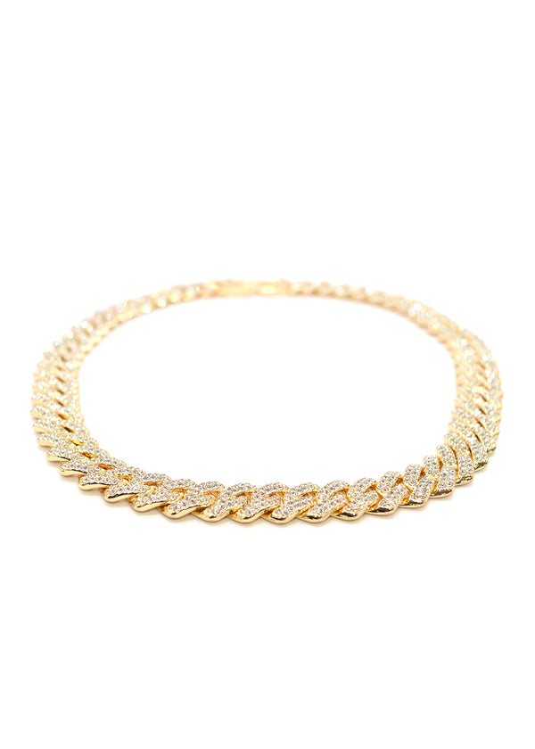 GUF - GUFA1- high quality stainless steel chain with little white gems - gold