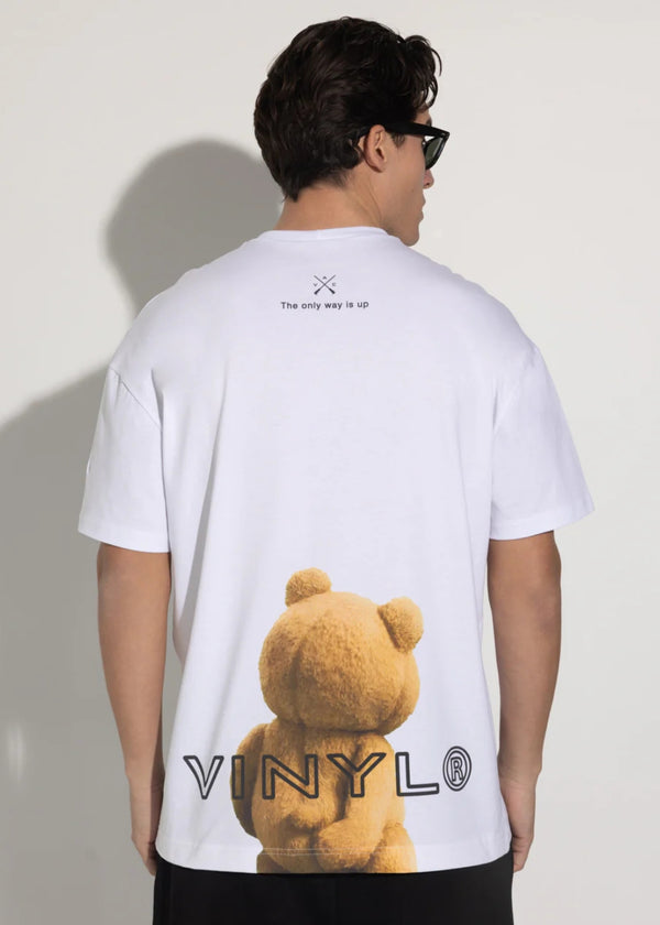 Αντρική κοντομάνικη μπλούζα Vinyl Art Clothing - 63516-02 - teddy bear back oversized tee λευκό
