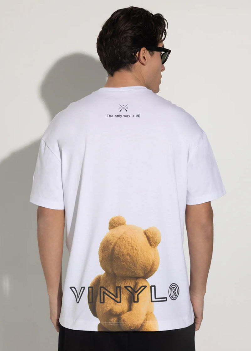 Αντρική κοντομάνικη μπλούζα Vinyl Art Clothing - 63516-02 - teddy bear back oversized tee λευκό
