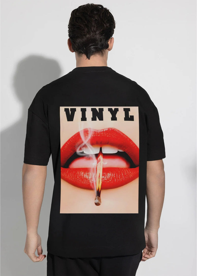 Αντρική κοντομάνικη μπλούζα Vinyl Art Clothing - 75930-01 - sizzle lips oversized tee  μαύρο