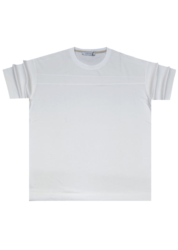 Ανδρική κοντομάνικη μπλούζα Vittorio - 200-2526-011 - simple lined tee loose fit off white