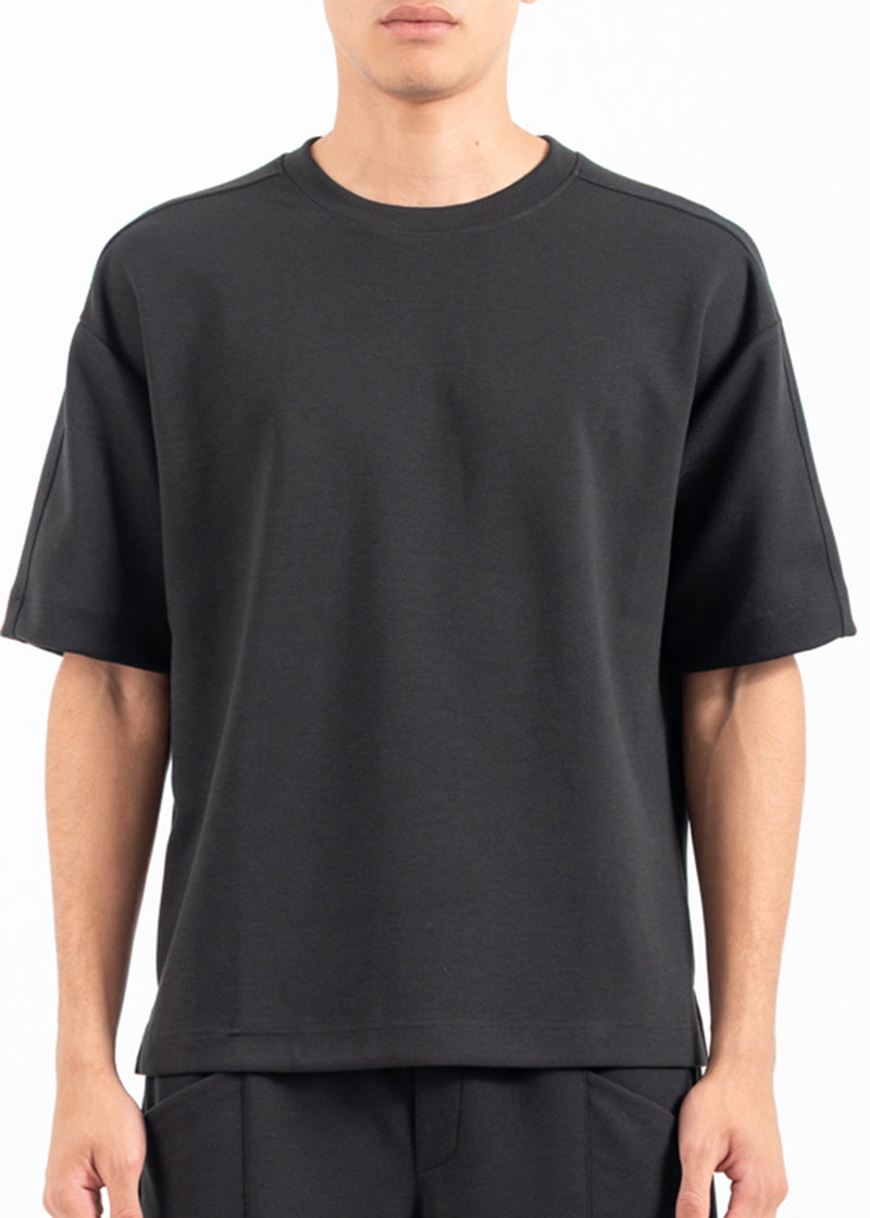 Ανδρική κοντομάνικη μπλούζα Vittorio - 200-2526-FORMIA - formal tee loose fit μαύρο