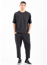 Ανδρική κοντομάνικη μπλούζα Vittorio - 200-2526-FORMIA - formal tee loose fit μαύρο