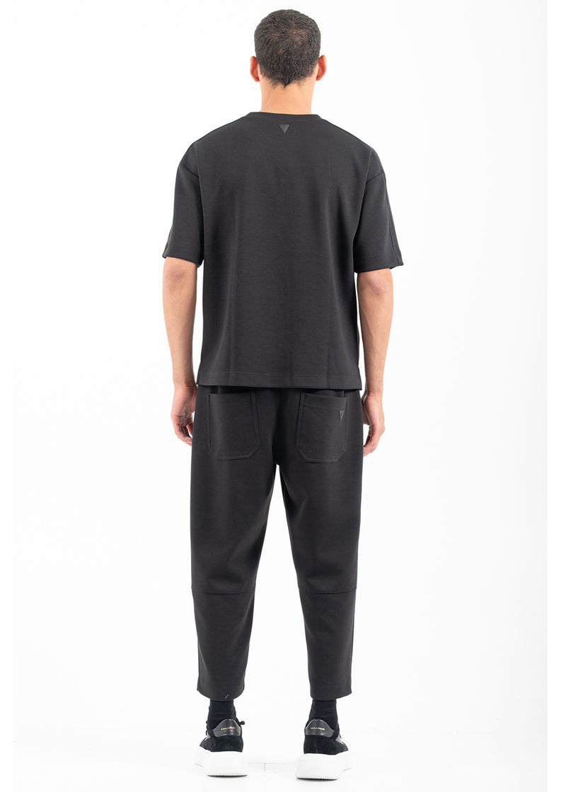 Ανδρική κοντομάνικη μπλούζα Vittorio - 200-2526-FORMIA - formal tee loose fit μαύρο
